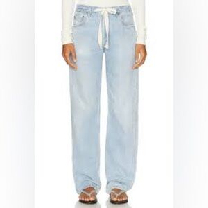 Aligrace Baggy Drawstring Jeans 27 Light Wide Leg NWT High Rise Relaxed Denim